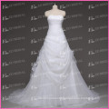 Latest Dress Designs A-line Scalloped Neckline Ruched Pick-ups Wedding Dresses Made in China
